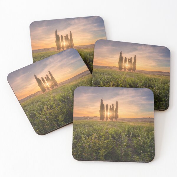 Item preview, Etruscan Coast Sunset. Fiery Sky Behind the Cypress Grove in Maremma designed and sold by Stefano Orazzini.