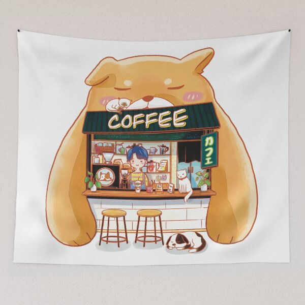 Item preview, Giant Cat Café – Whimsical Coffee Corner designed and sold by Aom Road.