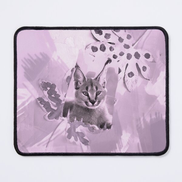 Item preview, CARACAL IN LEAVES IN SHADES OF DUSTY VIOLET, PURPLE, MAGENTA AND ROSE PINK designed and sold by Most1234.