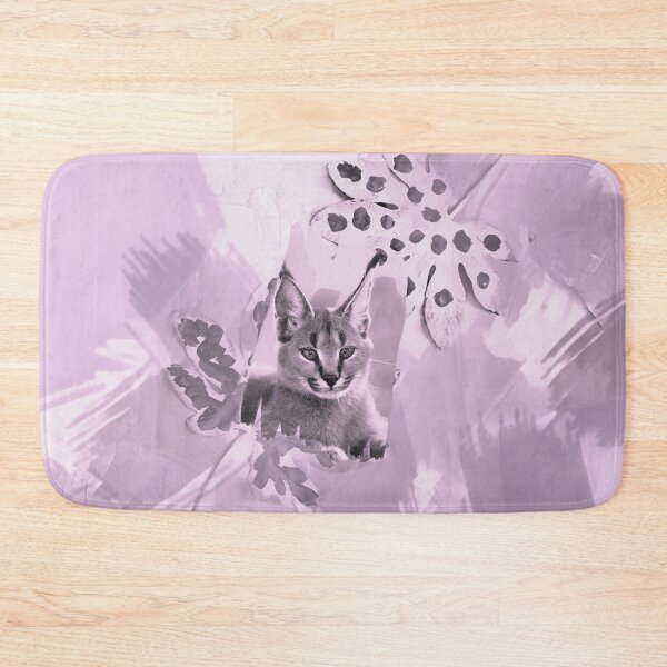 Item preview, CARACAL IN LEAVES IN SHADES OF DUSTY VIOLET, PURPLE, MAGENTA AND ROSE PINK designed and sold by Most1234.