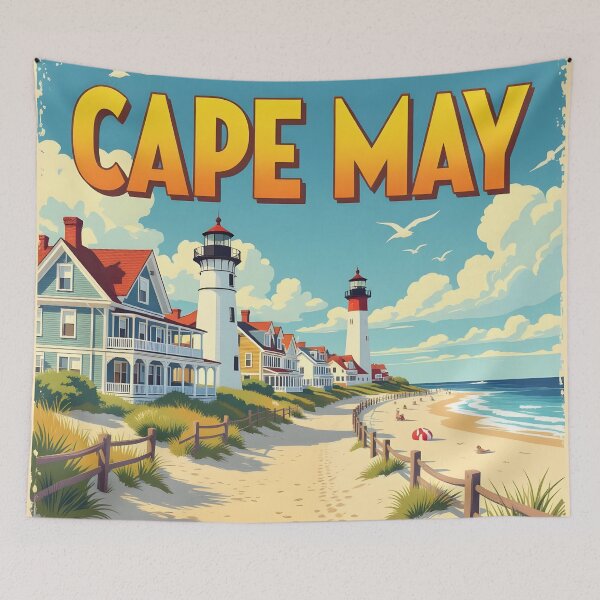 Item preview, Cape May, New Jersey - Vintage-Style Painterly Travel Poster designed and sold by LSVart.