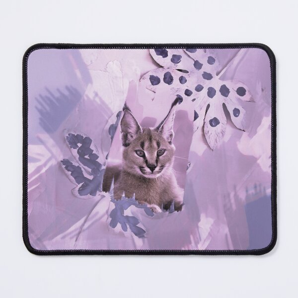 Item preview, CARACAL IN LEAVES IN SHADES OF DUSTY BLUE, ROSE PINK, VIOLET AND PURPLE designed and sold by Most1234.