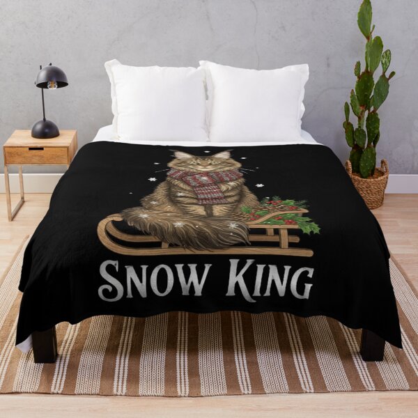 Item preview, Snow King Cat T-Shirt, Majestic Maine Coon Christmas Gift, Winter Fantasy Feline Graphic Tee, Holiday Snowflake Cat Shirt designed and sold by Kukiishop.