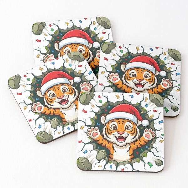Item preview, Cute Tiger Wearing Santa Hat designed and sold by ClubofStitches.