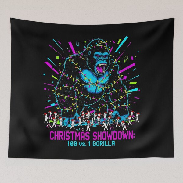 Item preview, Christmas Showdown 100 vs 1 Gorilla Neon Battle Design designed and sold by SplashTastic.
