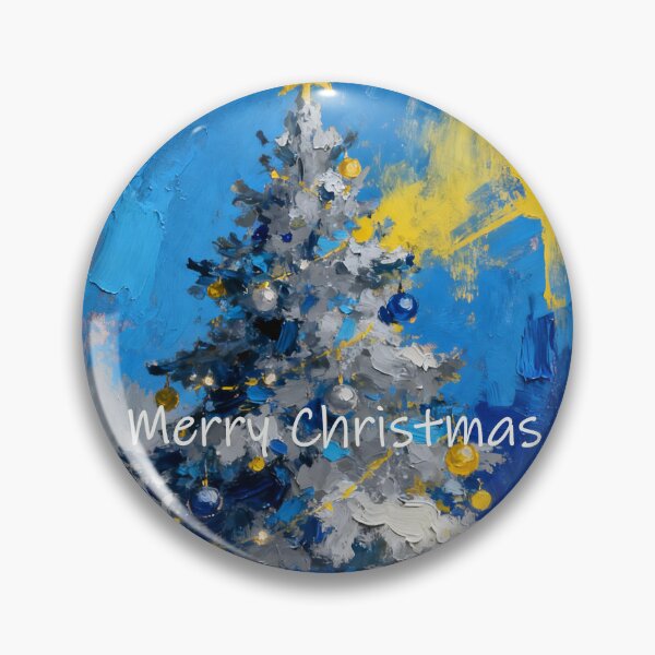 Item preview, Textured Blue & Yellow Christmas Tree Oil Painting Art designed and sold by wangkyxing.