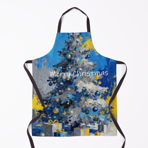 Item preview, Textured Blue & Yellow Christmas Tree Oil Painting Art designed and sold by wangkyxing.