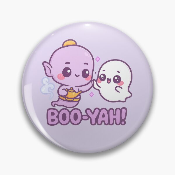 Item preview, Genie & Ghost High-Five – Kawaii Halloween Cartoon “BOO-YAH!” designed and sold by JonelCrafts.