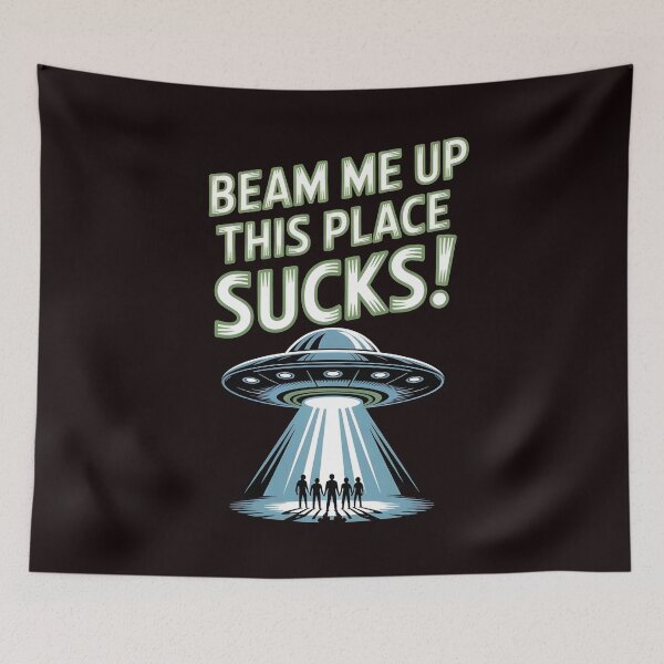 Item preview, Beam Me Up This Place Sucks – Nostalgic Sci-Fi Alien designed and sold by Redgiant87x.
