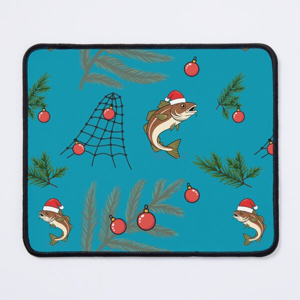 Item preview, Cod Christmas – Santa Hat Cod Fish & Spruce Coastal Holiday Seamless Pattern designed and sold by kitchpartyrebel.