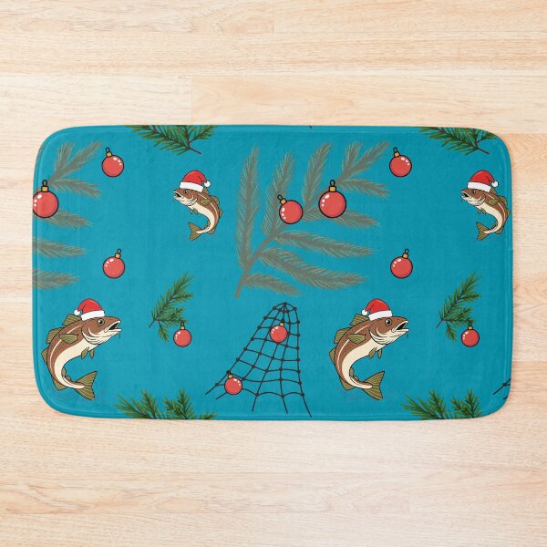 Item preview, Cod Christmas – Santa Hat Cod Fish & Spruce Coastal Holiday Seamless Pattern designed and sold by kitchpartyrebel.