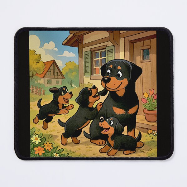 Item preview, Rottweiller on the porch with Puppies#1 designed and sold by Helios Be. Lavsh.