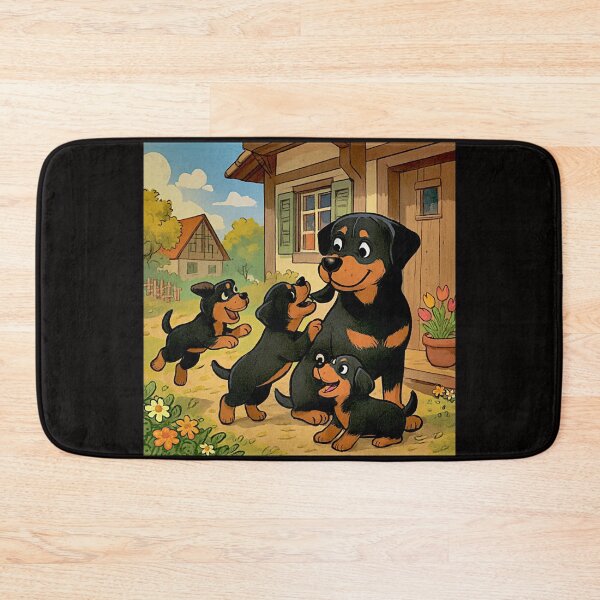Item preview, Rottweiller on the porch with Puppies#1 designed and sold by Helios Be. Lavsh.