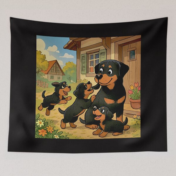 Item preview, Rottweiller on the porch with Puppies#1 designed and sold by Helios Be. Lavsh.