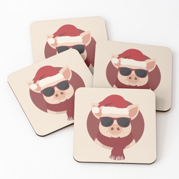 Item preview, Cool Christmas Pig with Sunglasses | Retro Holiday Animal Illustration designed and sold by AM-little-shop.