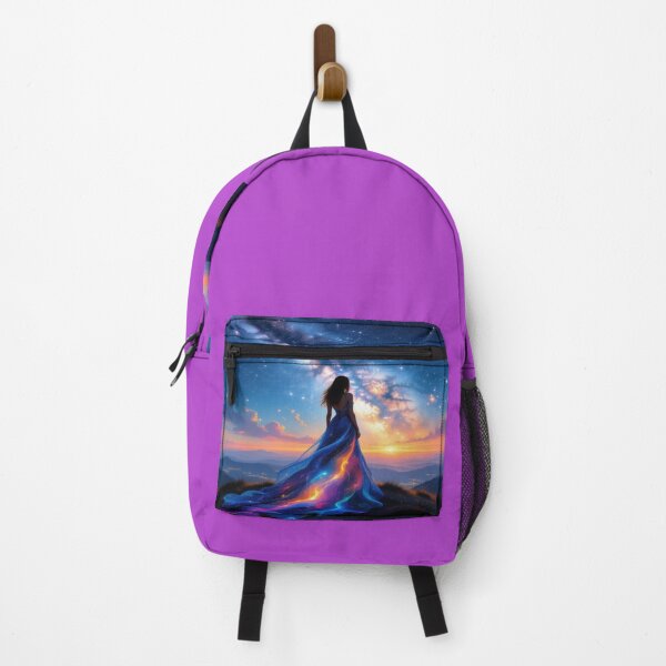 Item preview, Cosmic Woman at Sunset – Starry Robe, Mountain Peaks & Galactic Magic Between Heaven and Earth designed and sold by FotoworldEdel.