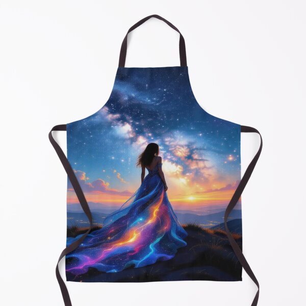 Item preview, Cosmic Woman at Sunset – Starry Robe, Mountain Peaks & Galactic Magic Between Heaven and Earth designed and sold by FotoworldEdel.