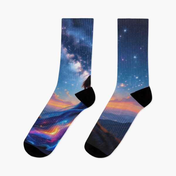 Item preview, Cosmic Woman at Sunset – Starry Robe, Mountain Peaks & Galactic Magic Between Heaven and Earth designed and sold by FotoworldEdel.