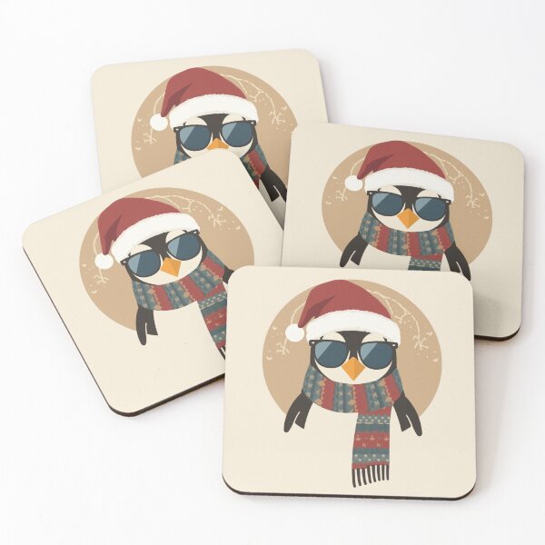 Item preview, Cool Christmas Penguin with Sunglasses | Retro Winter Holiday Illustration designed and sold by AM-little-shop.