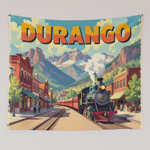 Item preview, Durango, Colorado, USA: Vintage-Style Painterly Travel Poster designed and sold by LSVart.