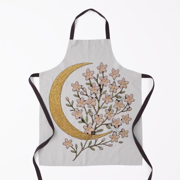 Item preview, Golden Crescent Moon Floral Embroidery T-Shirt | Aesthetic Celestial Bloom Tee designed and sold by KDesignCrafts.