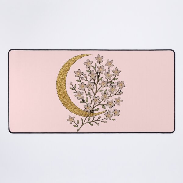 Item preview, Golden Crescent Moon Floral Embroidery T-Shirt | Aesthetic Celestial Bloom Tee designed and sold by KDesignCrafts.
