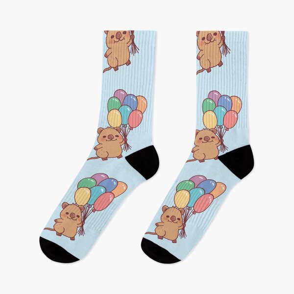 Item preview, Cute Smiling Quokka Flying With Rainbow Balloons designed and sold by rustydoodle.
