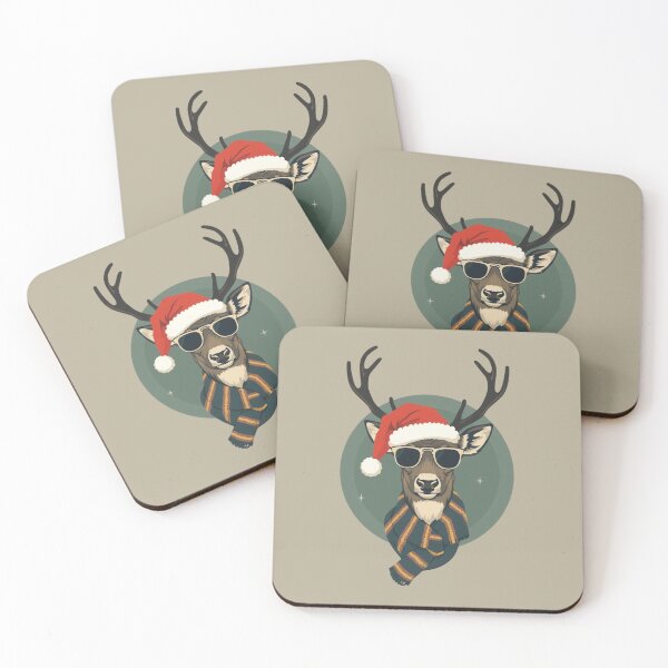 Item preview, Cool Christmas Reindeer with Sunglasses | Retro Holiday Animal Illustration designed and sold by AM-little-shop.