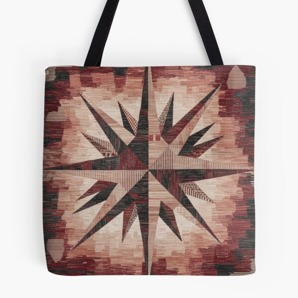 Item preview, Bold Geometric Compass Star Pattern | Earthy Warm Tones Rug Design designed and sold by designwiss.