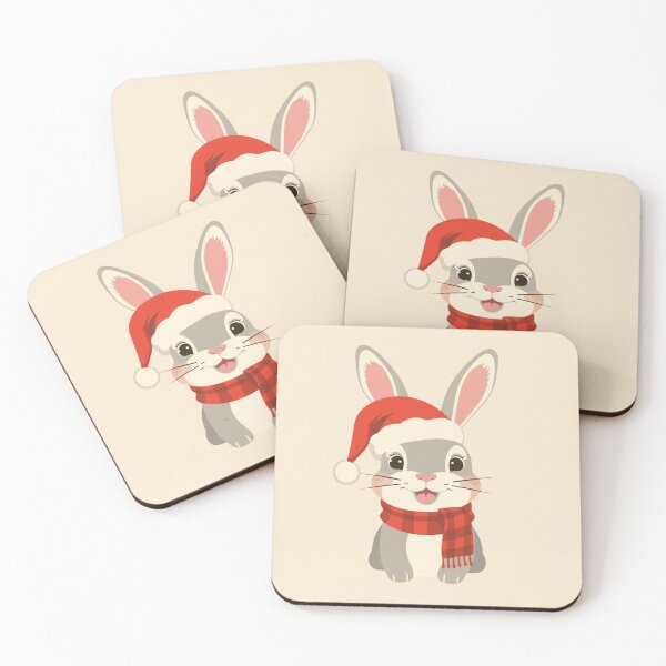 Item preview, Cute Christmas Bunny | Santa Hat & Plaid Scarf Holiday Illustration designed and sold by AM-little-shop.