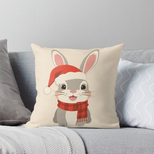 Item preview, Cute Christmas Bunny | Santa Hat & Plaid Scarf Holiday Illustration designed and sold by AM-little-shop.