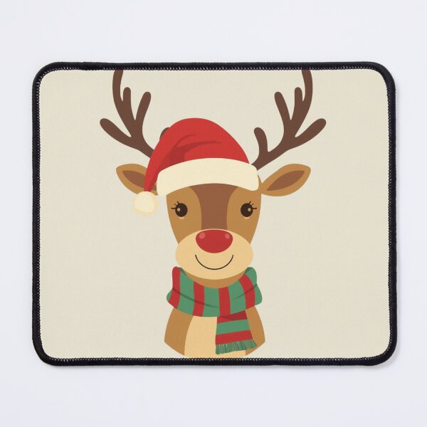 Item preview, Cute Christmas Reindeer | Santa Hat & Red Nose Holiday Illustration designed and sold by AM-little-shop.