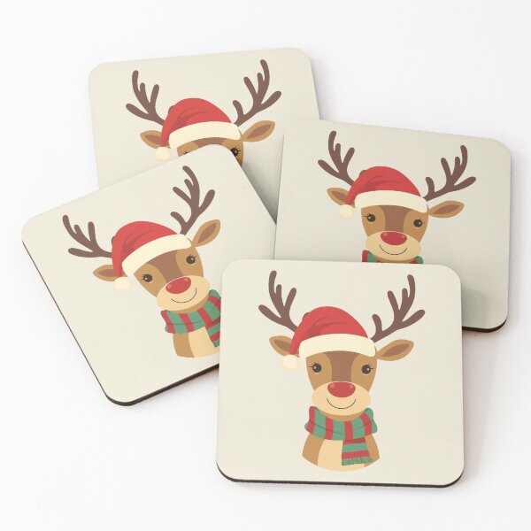 Item preview, Cute Christmas Reindeer | Santa Hat & Red Nose Holiday Illustration designed and sold by AM-little-shop.