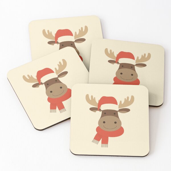 Item preview, Cute Christmas Reindeer | Santa Hat & Red Scarf Holiday Illustration designed and sold by AM-little-shop.