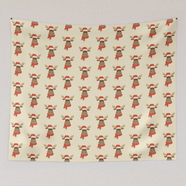 Item preview, Cute Christmas Reindeer | Santa Hat & Red Scarf Holiday Illustration designed and sold by AM-little-shop.