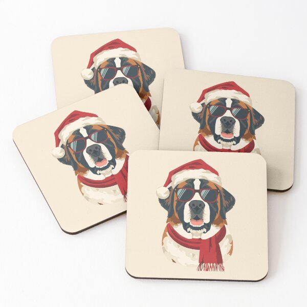 Item preview, Cool Christmas St. Bernard | Funny Holiday Dog with Santa Hat and Sunglasses designed and sold by AM-little-shop.