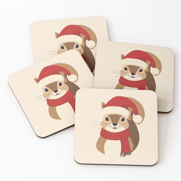 Item preview, Cute Christmas Squirrel with Santa Hat and Red Scarf | Vintage Holiday Animal Art Kawaii Winter Illustration designed and sold by AM-little-shop.