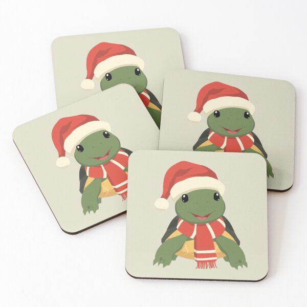 Item preview, Christmas Turtle | Cute Holiday Animal Illustration with Santa Hat and Red Scarf designed and sold by AM-little-shop.