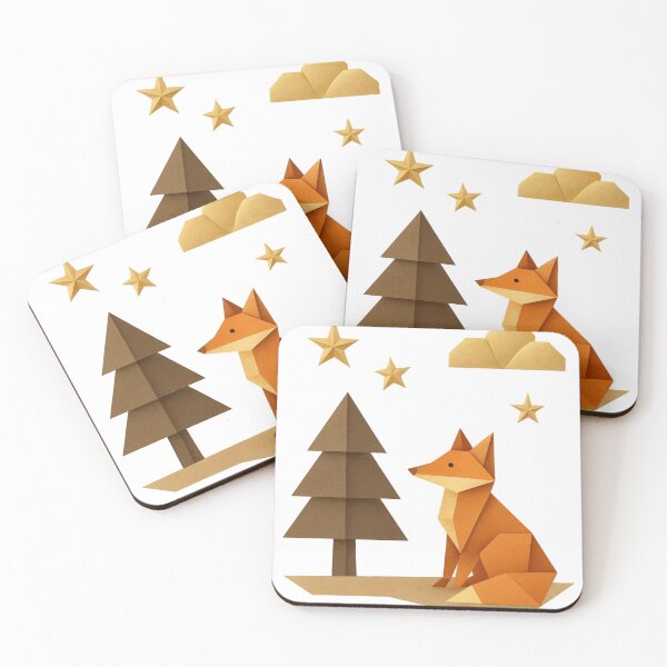 Item preview, Origami Fox Night Forest T-Shirt | Cute Animal Nature Aesthetic Tee designed and sold by KDesignCrafts.