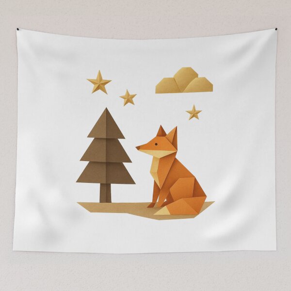 Item preview, Origami Fox Night Forest T-Shirt | Cute Animal Nature Aesthetic Tee designed and sold by KDesignCrafts.