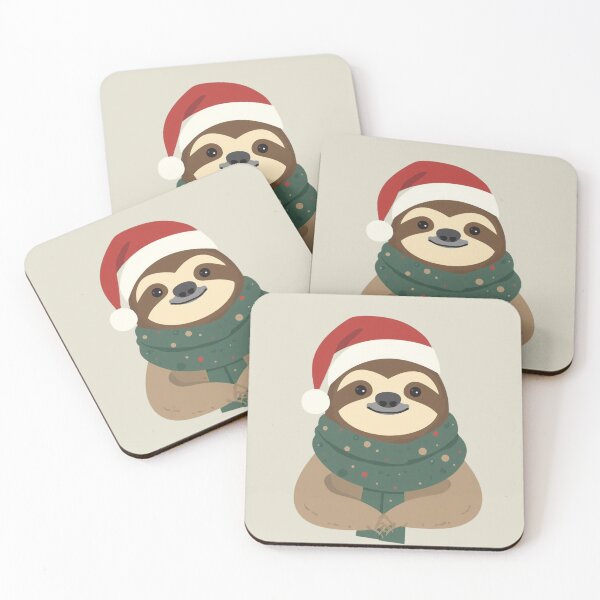 Item preview, Cute Christmas Sloth | Holiday Animal Illustration with Santa Hat and Scarf designed and sold by AM-little-shop.