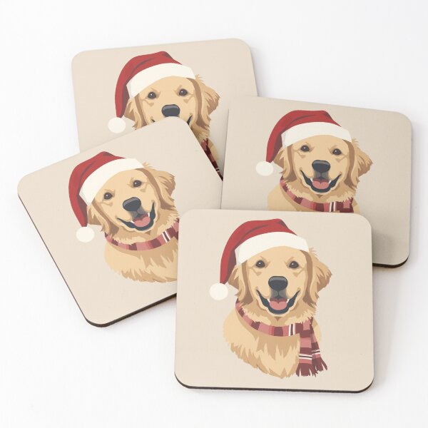 Item preview, Golden Retriever Christmas Art | Cute Holiday Dog Illustration with Santa Hat designed and sold by AM-little-shop.