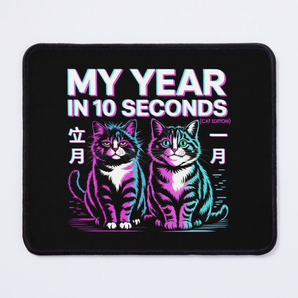 Item preview, My Year in 10 Seconds Cat Edition Vaporwave Neon Design designed and sold by SplashTastic.