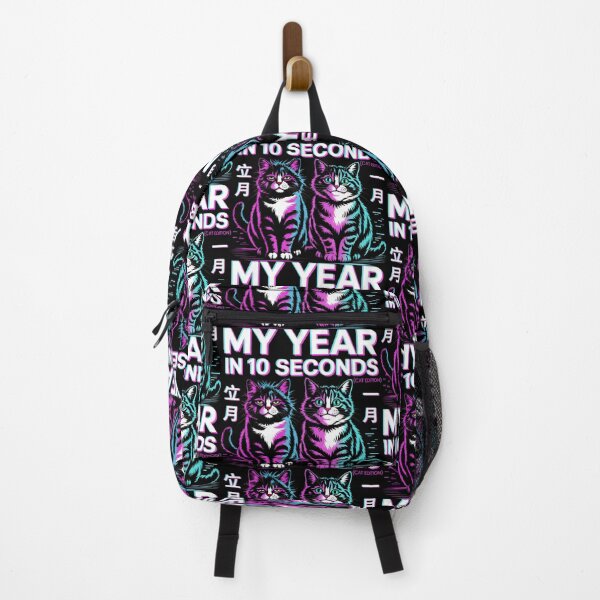 Item preview, My Year in 10 Seconds Cat Edition Vaporwave Neon Design designed and sold by SplashTastic.