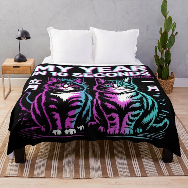 Item preview, My Year in 10 Seconds Cat Edition Vaporwave Neon Design designed and sold by SplashTastic.