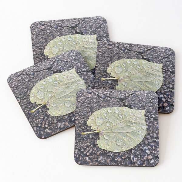 Item preview, Droplets On An Upturned Leaf On Asphalt designed and sold by jeansy.