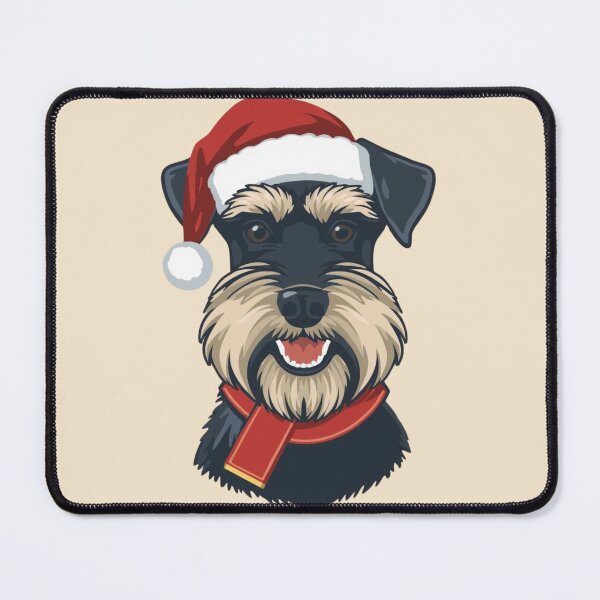 Item preview, Vintage Christmas Schnauzer | Retro Holiday Dog Illustration with Santa Hat designed and sold by AM-little-shop.
