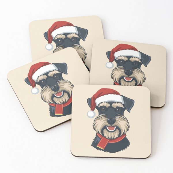 Item preview, Vintage Christmas Schnauzer | Retro Holiday Dog Illustration with Santa Hat designed and sold by AM-little-shop.