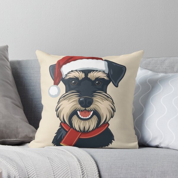 Item preview, Vintage Christmas Schnauzer | Retro Holiday Dog Illustration with Santa Hat designed and sold by AM-little-shop.