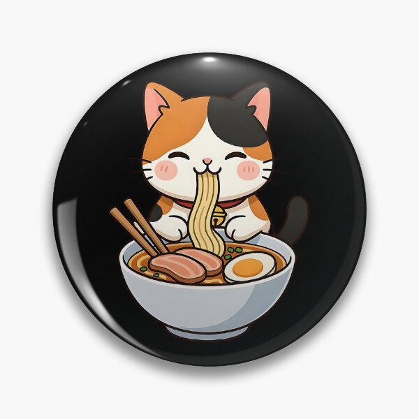 Item preview, Kawaii Calico Cat Eating Ramen  designed and sold by dudelinart.